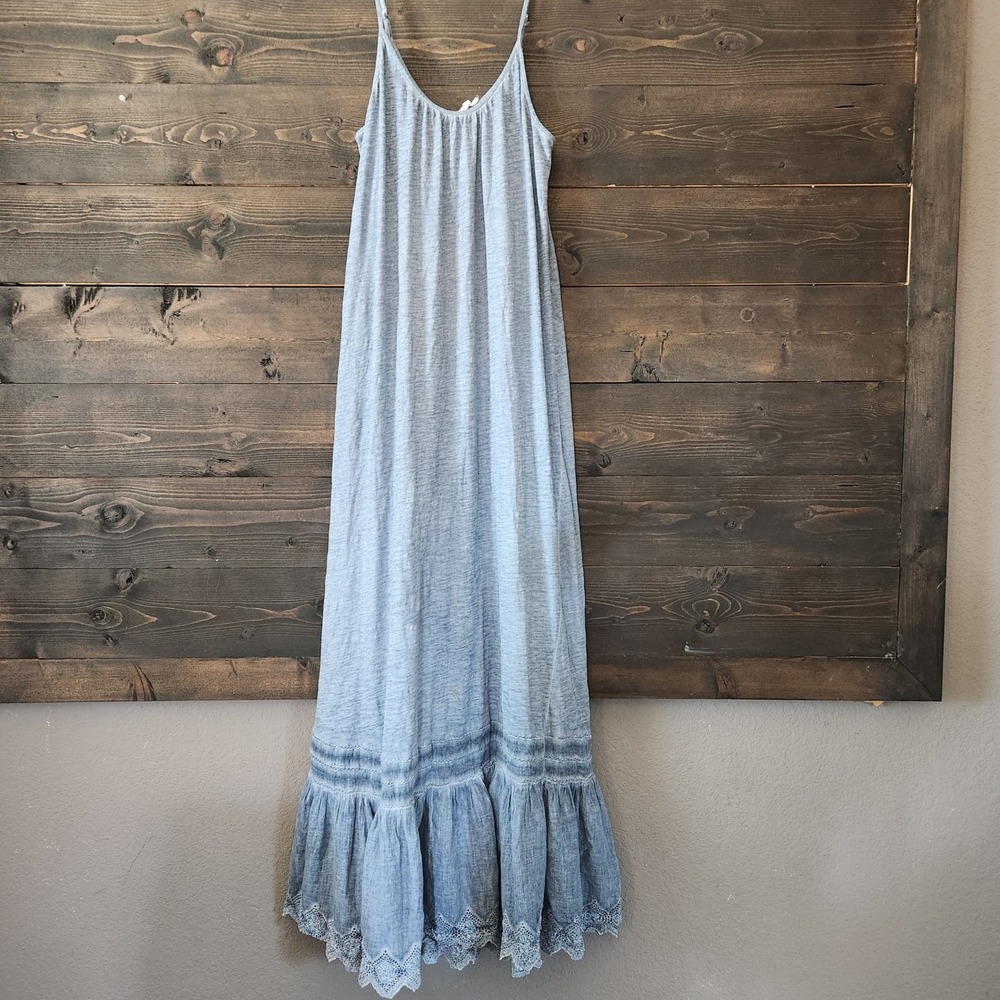 Daily Practice Anthropologie Blue Trudie Eyelet Lace Ruffle Maxi Dress Small